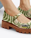 Mary Janes on Woman's Legs with Jeans Mockup