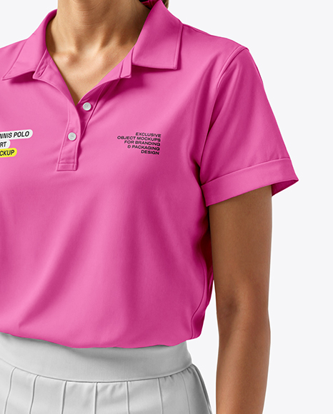 Young Woman Wearing Polo Shirt and Tennis Skirt Mockup