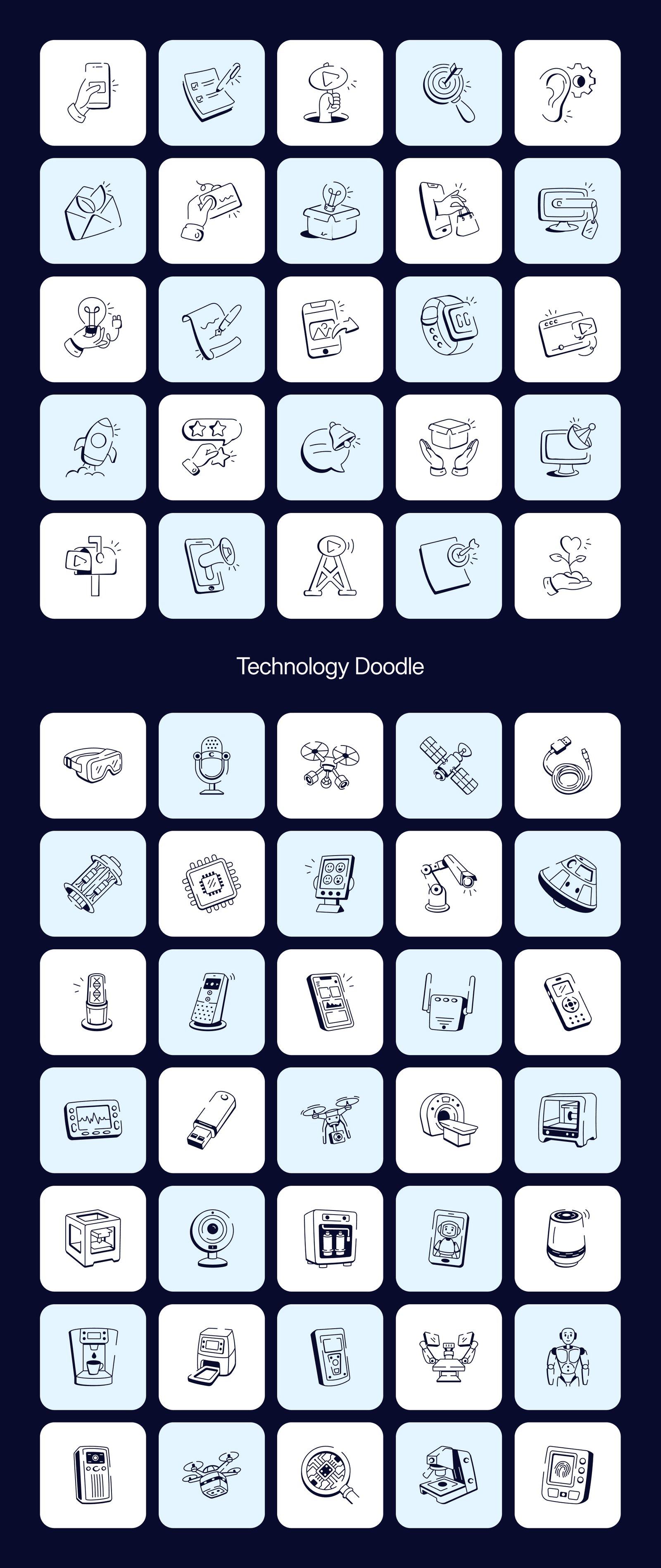 Business and Tech Doodle Icons