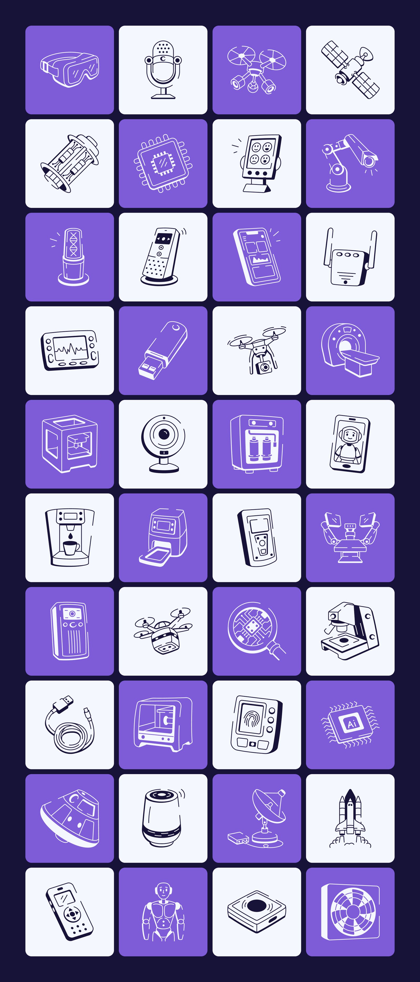 Technology Doodle Icon Set