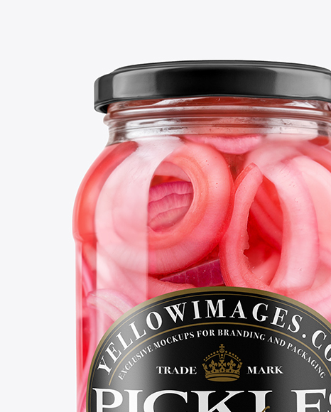 Clear Glass Jar with Red Pickled Onions Mockup