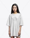Young Asian Woman Wearing Oversized T-Shirt Mockup