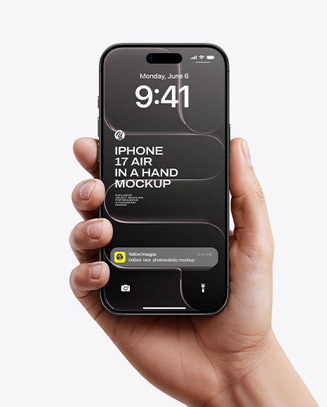 iPhone 17 Air Space Black in a Hand Mockup - Iphone x mockup