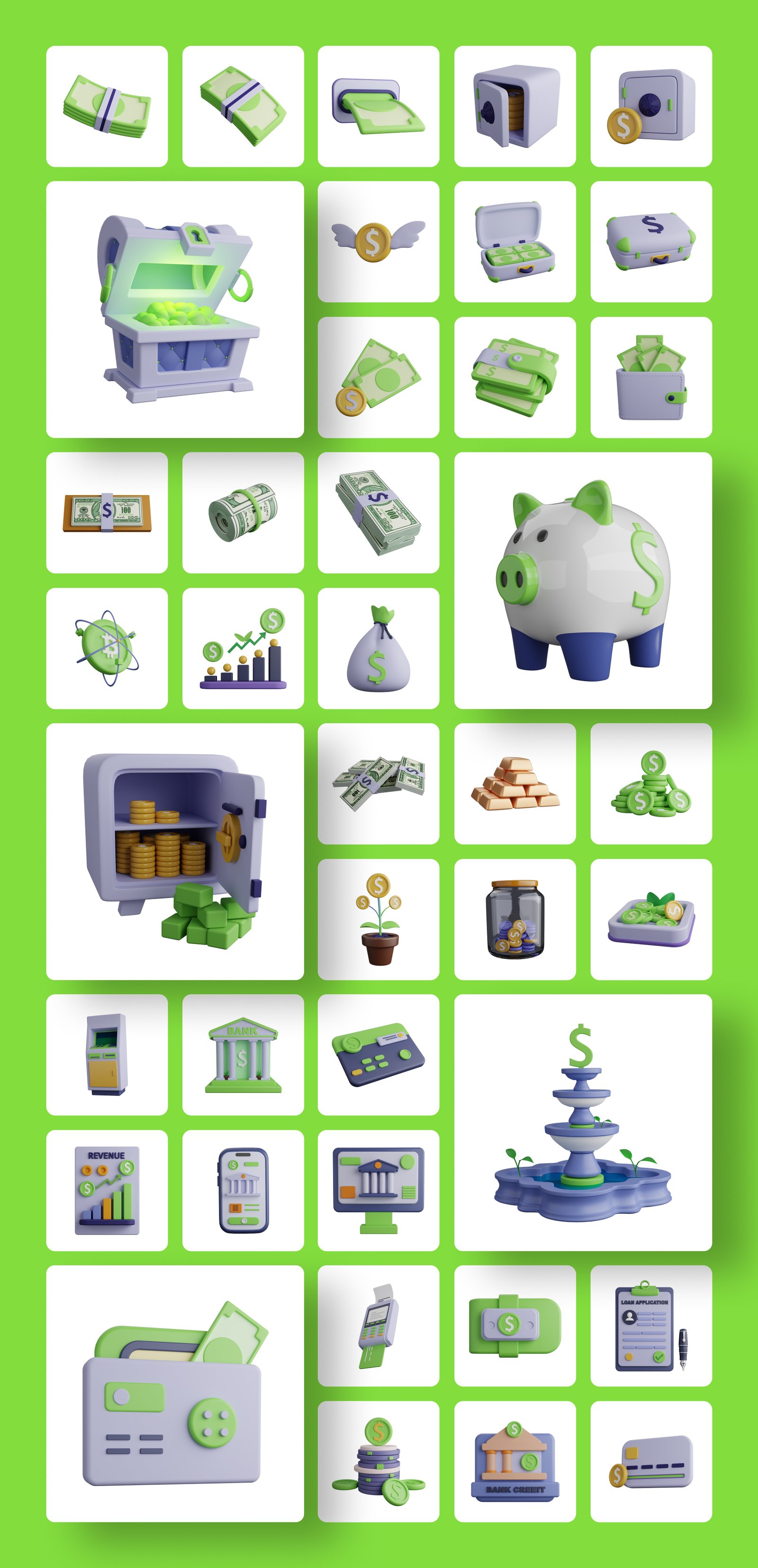 3D Spending Money Icons