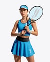 Woman Wearing Tennis Uniform Mockup
