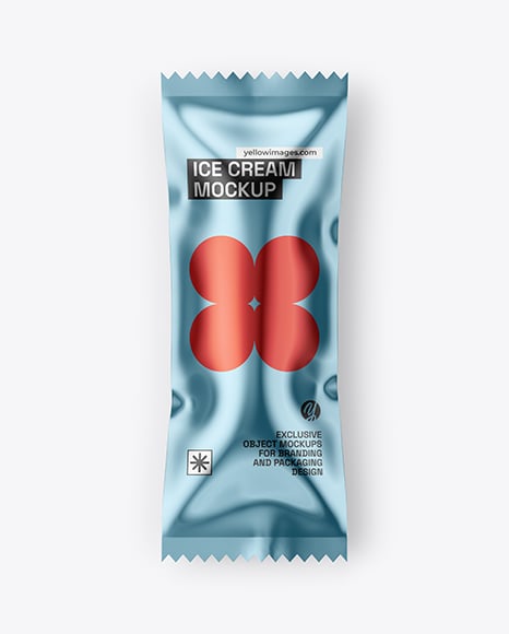 Glossy Metallic Ice Cream Package Mockup - Metal keychain mockup