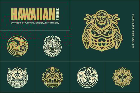 Hawaiian Symbols Art Set - Culture clipart