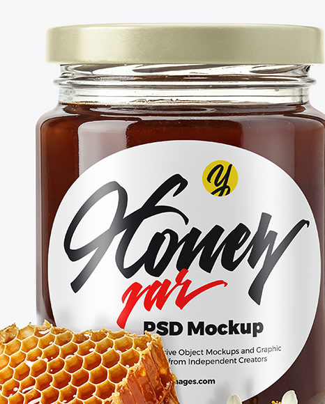 Clear Glass Jar with Buckwheat Honey Mockup