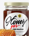Clear Glass Jar with Buckwheat Honey Mockup