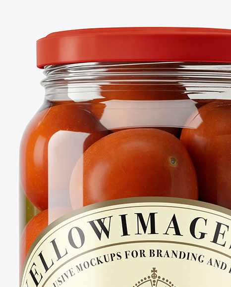 Glass Jar with Pickled Tomatoes Mockup