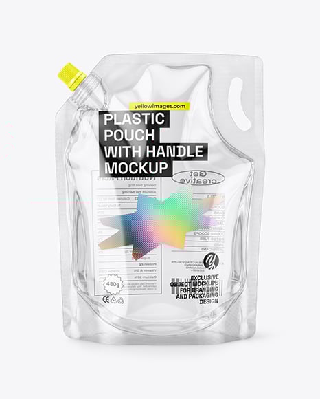 Empty Clear Plastic Pouch Bag with Handle Mockup - PSD Mockups