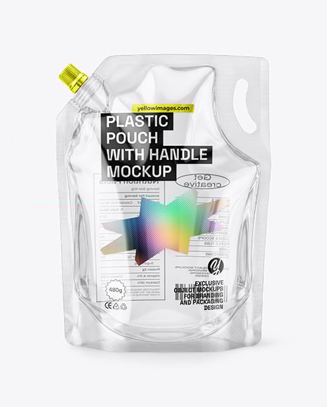 Empty Clear Plastic Pouch Bag with Handle Mockup