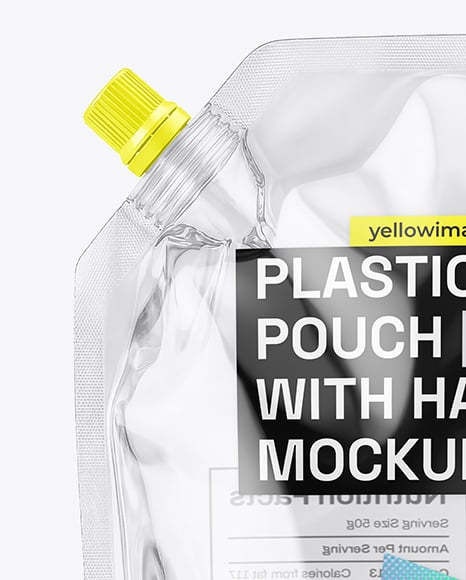 Empty Clear Plastic Pouch Bag with Handle Mockup