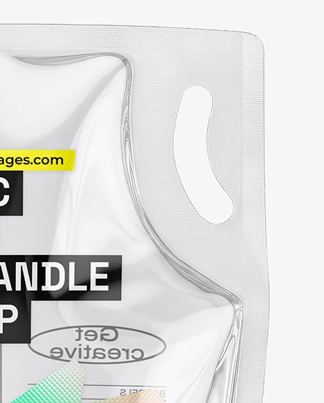 Empty Clear Plastic Pouch Bag with Handle Mockup