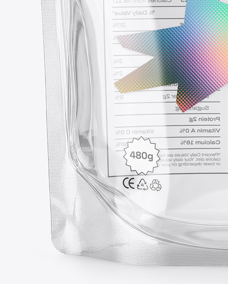 Empty Clear Plastic Pouch Bag with Handle Mockup