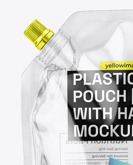 Empty Clear Plastic Pouch Bag with Handle Mockup