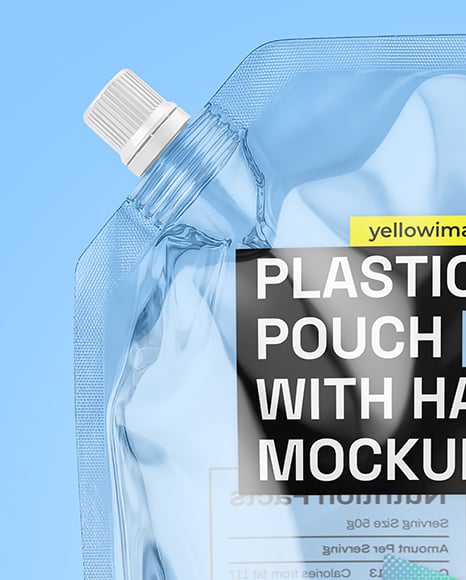 Empty Clear Plastic Pouch Bag with Handle Mockup