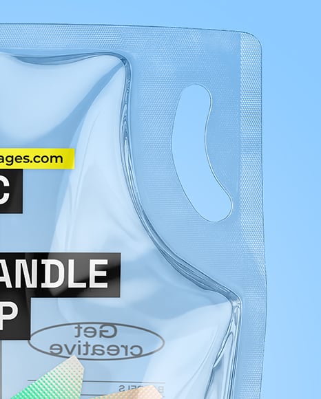 Empty Clear Plastic Pouch Bag with Handle Mockup