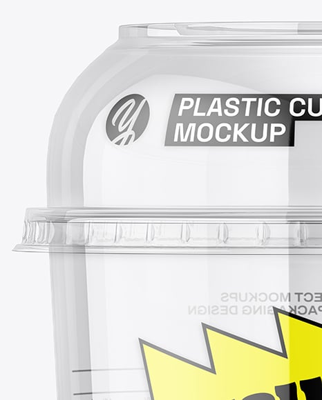 Empty Transparent Clear Plastic Cup Mockup