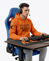 Esports Player Wearing Hoodie Mockup