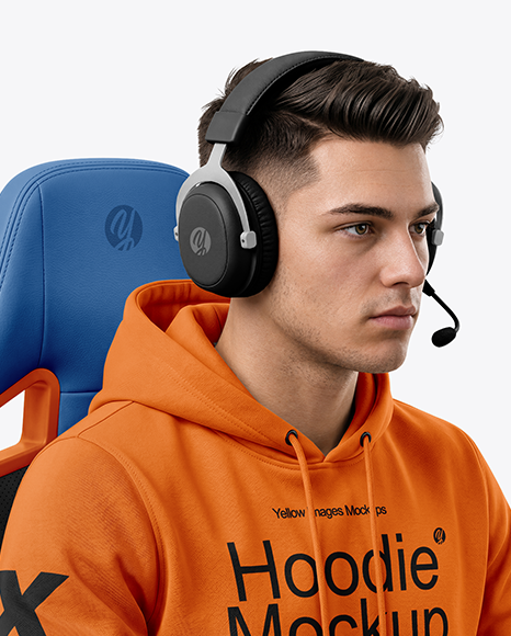 Esports Player Wearing Hoodie Mockup