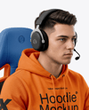 Esports Player Wearing Hoodie Mockup