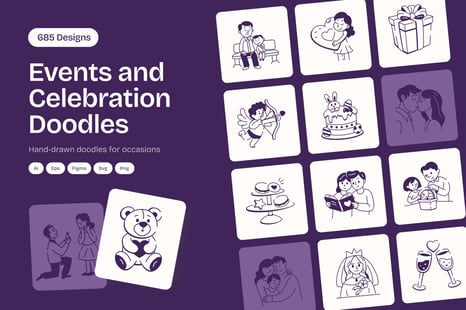 Events and Celebration Doodles Bundle - Exploding display bundle