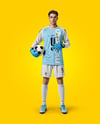 Soccer Goalkeeper Wearing Long Sleeve Jersey and Shorts Mockup