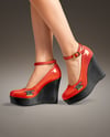 Woman Wearing Wedge Heels Mockup