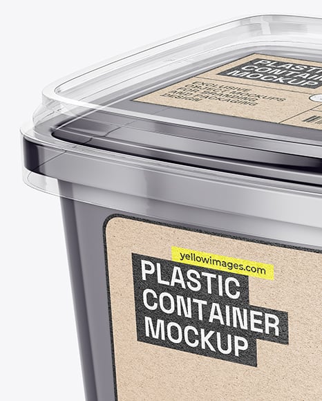Plastic Food Container with Transparent Lid Mockup