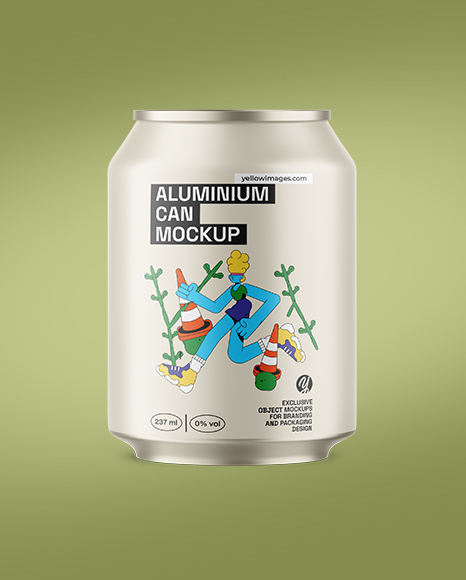 237ml Matte Aluminium Drink Can Mockup