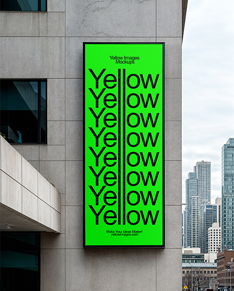 Vertical Billboard on a Building Mockup