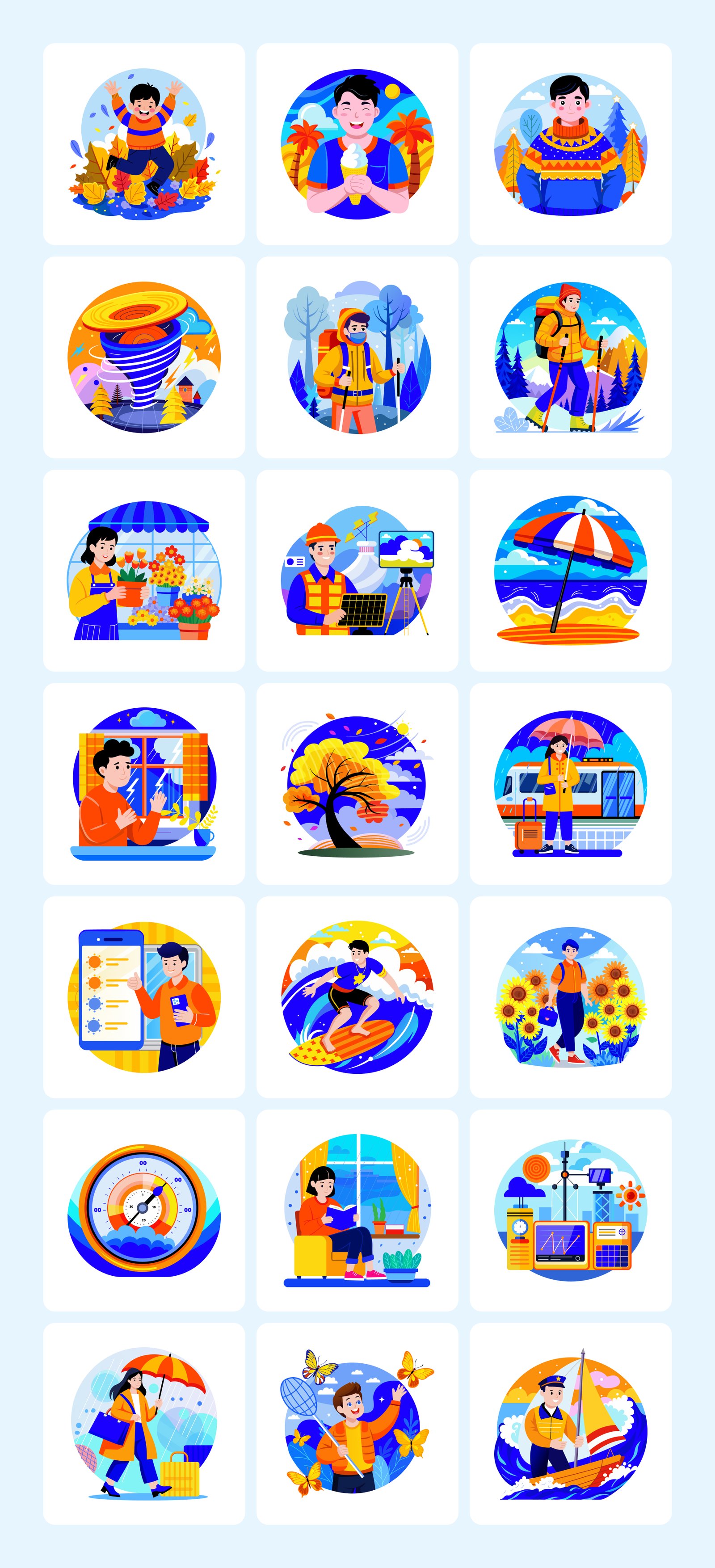 Winter and Seasons Illustrations Set