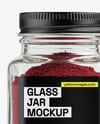 Square Glass Jar with Sumac Spice Mockup