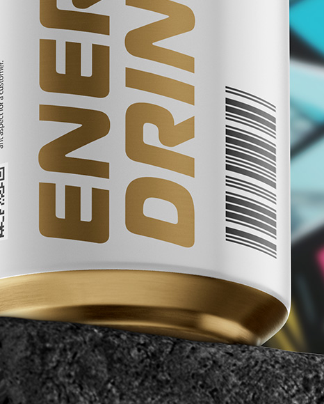12oz Aluminium Can with Matte Finish on the Block Mockup