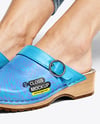 Pair of Clogs on Woman's Legs with Jeans Mockup