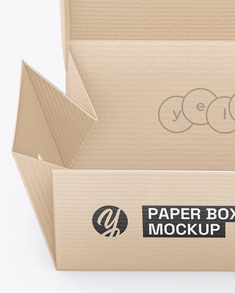 Kraft Perforated Paper Takeaway Food Box Mockup