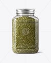 Square Plastic Jar with Dried Tarragon Mockup