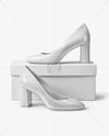 Block Heel Pumps with Shoe Box Mockup