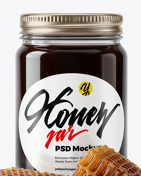 Glass Jar with Knotweed Honey Mockup