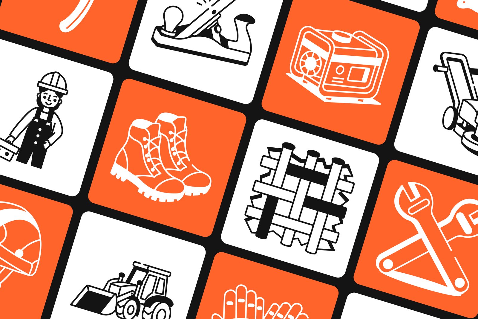 Construction Drawings Illustration Set