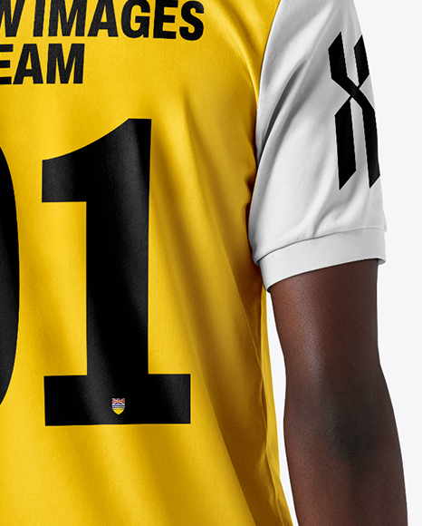 Man with Afro Hairstyle Wearing Polo Collar Jersey and Shorts Mockup