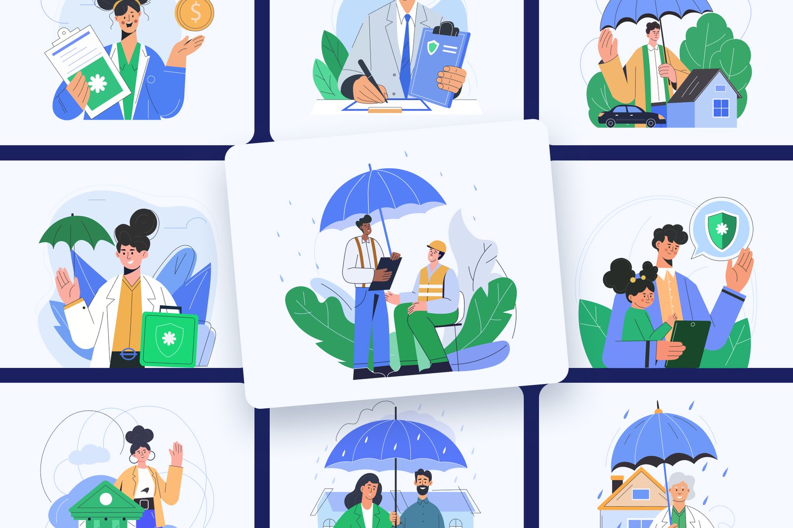 Insurance Illustration Art Set