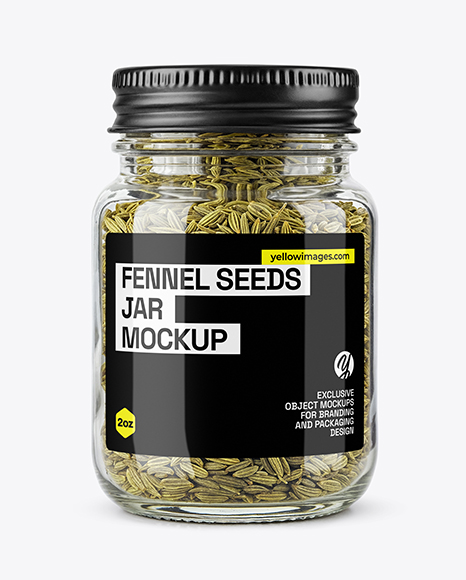 Glass Jar with Fennel Seeds Mockup