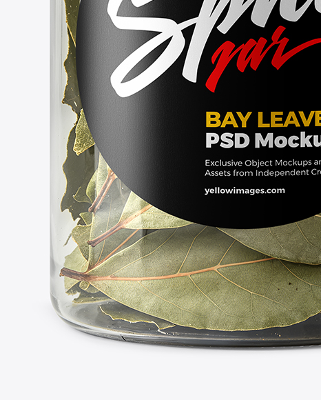 Plastic Jar with Bay Leaves Mockup