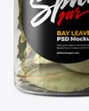 Plastic Jar with Bay Leaves Mockup