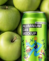 16oz Drink Can on a Stack of Green Apples Mockup