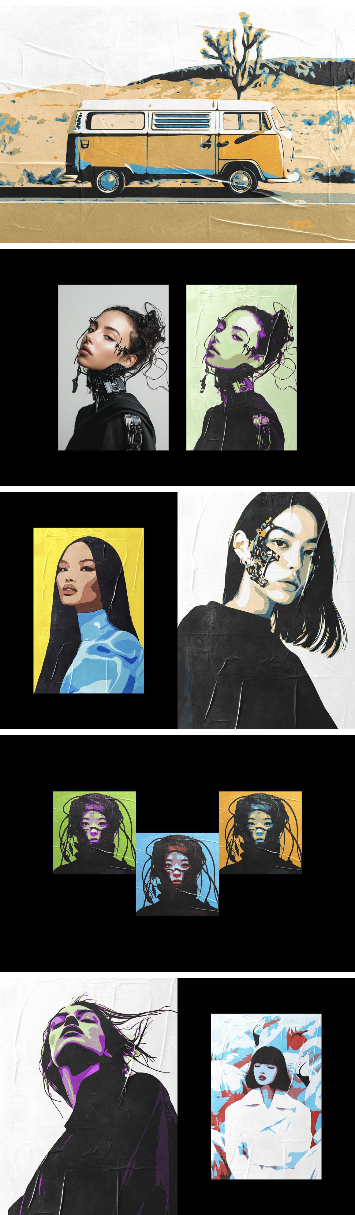Glued Pop Art Poster Photo Effect