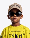 Black Boy Wearing Oversize T-Shirt and Baseball Cap Mockup
