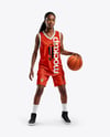 Black Woman Wearing Full Basketball Kit Mockup